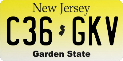 NJ license plate C36GKV