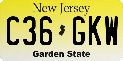 NJ license plate C36GKW