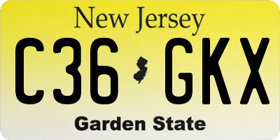 NJ license plate C36GKX