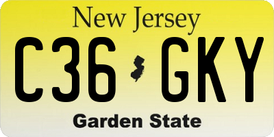 NJ license plate C36GKY