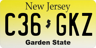 NJ license plate C36GKZ