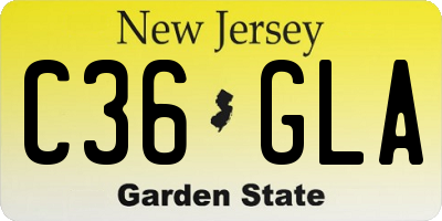 NJ license plate C36GLA