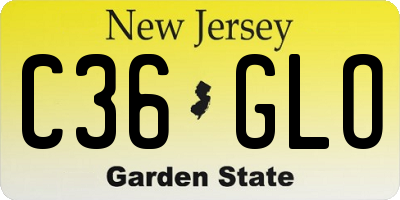 NJ license plate C36GLO