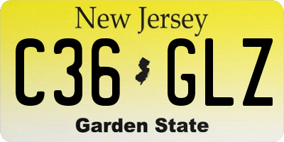 NJ license plate C36GLZ