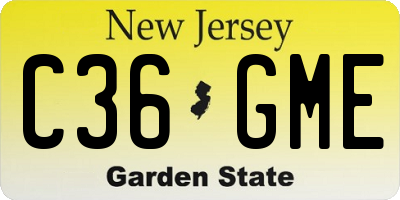 NJ license plate C36GME