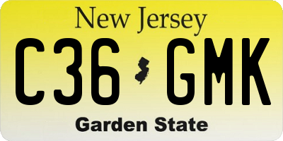 NJ license plate C36GMK