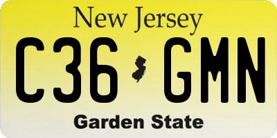 NJ license plate C36GMN
