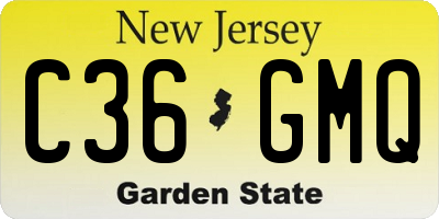 NJ license plate C36GMQ