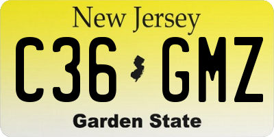 NJ license plate C36GMZ