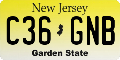 NJ license plate C36GNB