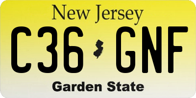 NJ license plate C36GNF