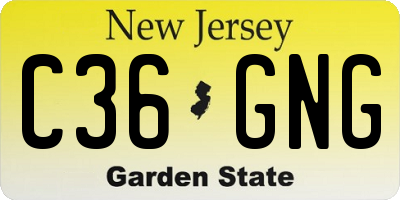 NJ license plate C36GNG