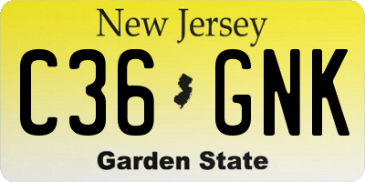 NJ license plate C36GNK