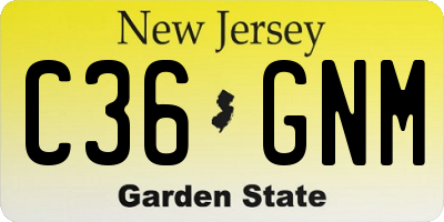 NJ license plate C36GNM