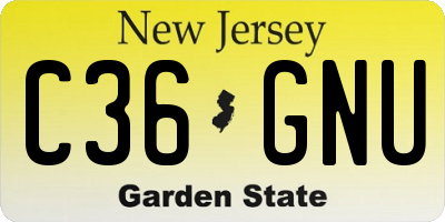 NJ license plate C36GNU