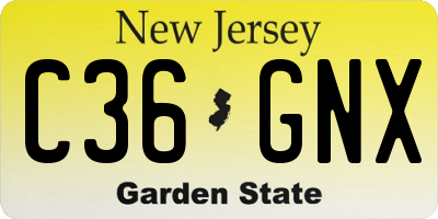 NJ license plate C36GNX