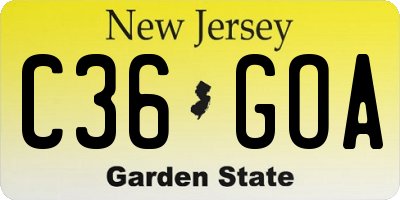 NJ license plate C36GOA