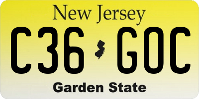 NJ license plate C36GOC