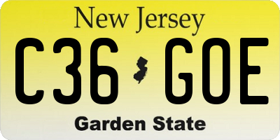 NJ license plate C36GOE