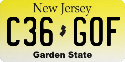 NJ license plate C36GOF