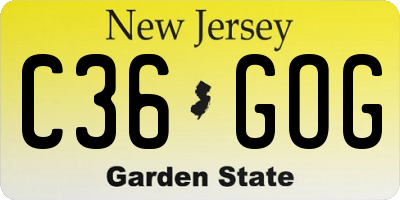 NJ license plate C36GOG