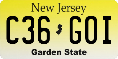 NJ license plate C36GOI