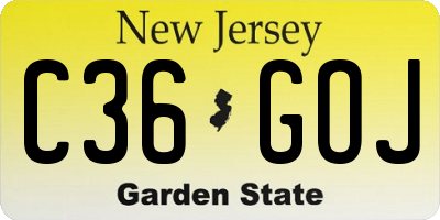 NJ license plate C36GOJ