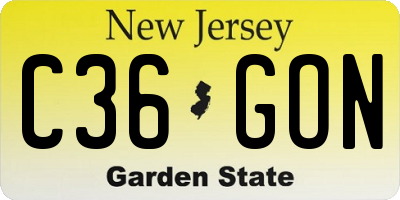 NJ license plate C36GON