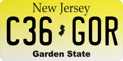 NJ license plate C36GOR