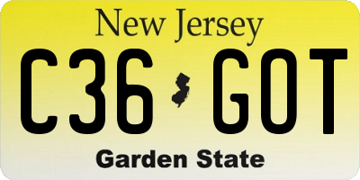 NJ license plate C36GOT