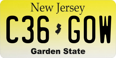NJ license plate C36GOW