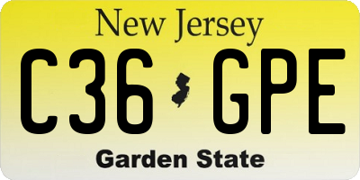 NJ license plate C36GPE