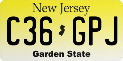 NJ license plate C36GPJ