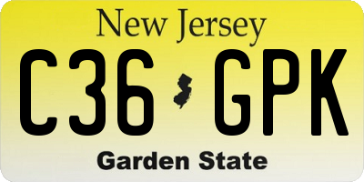 NJ license plate C36GPK