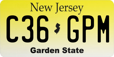 NJ license plate C36GPM