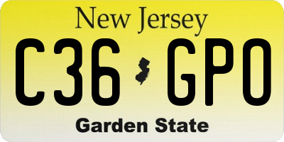 NJ license plate C36GPO