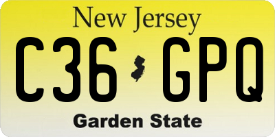 NJ license plate C36GPQ