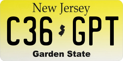 NJ license plate C36GPT
