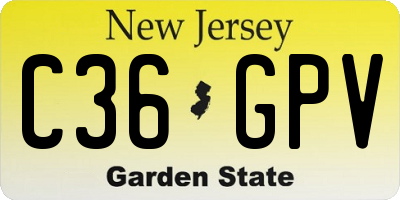 NJ license plate C36GPV