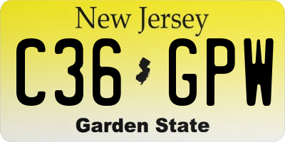 NJ license plate C36GPW