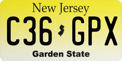 NJ license plate C36GPX