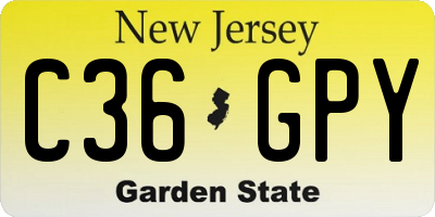 NJ license plate C36GPY