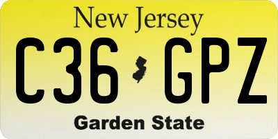 NJ license plate C36GPZ