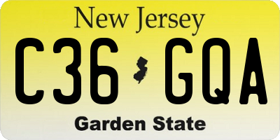 NJ license plate C36GQA