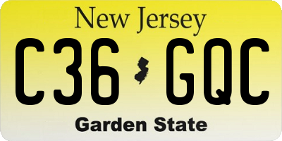 NJ license plate C36GQC