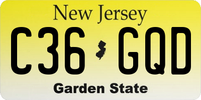NJ license plate C36GQD