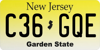 NJ license plate C36GQE