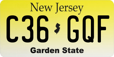 NJ license plate C36GQF
