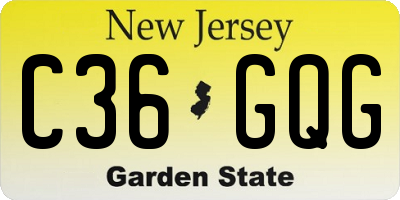 NJ license plate C36GQG