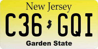 NJ license plate C36GQI